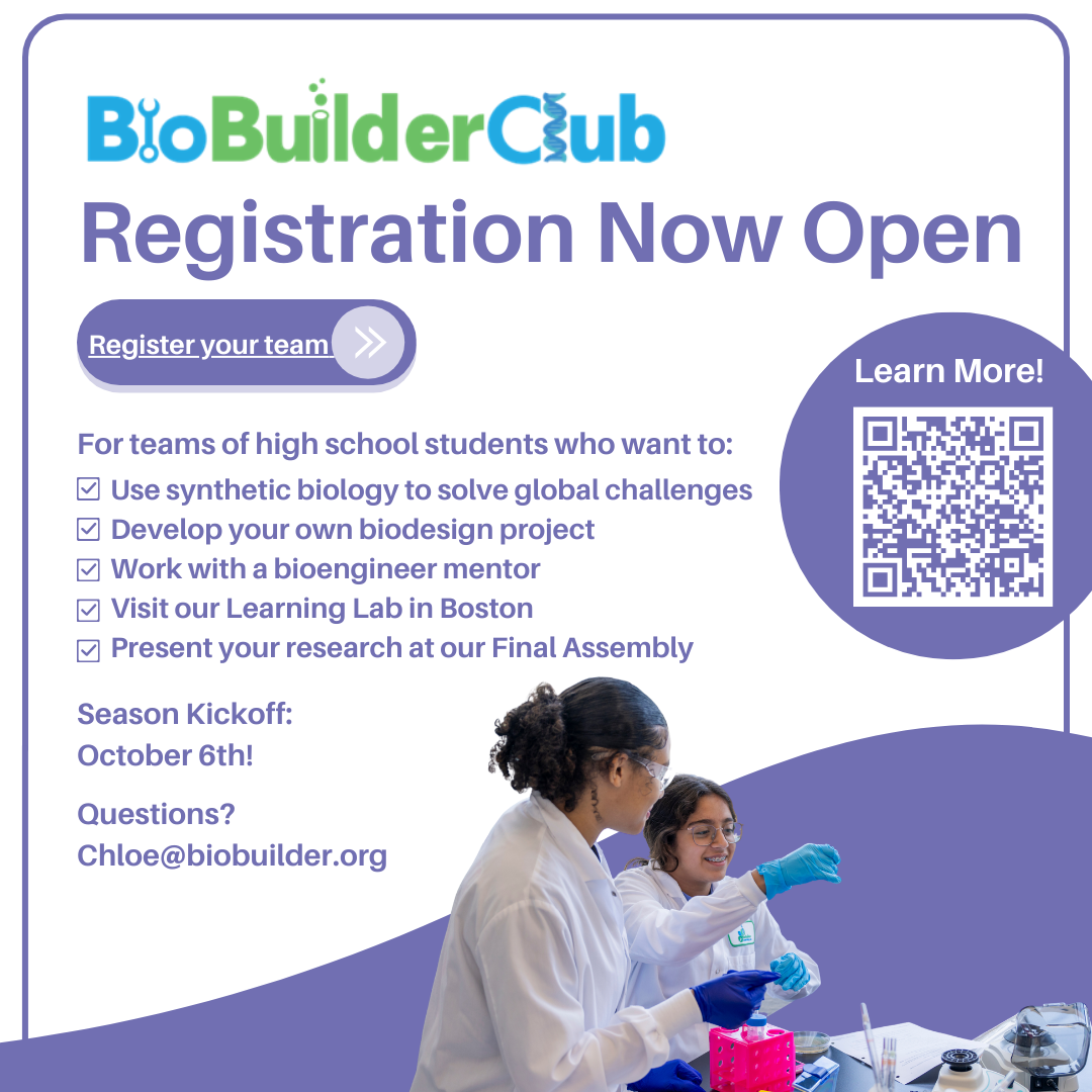 BioBuilderClub Registration Now Open