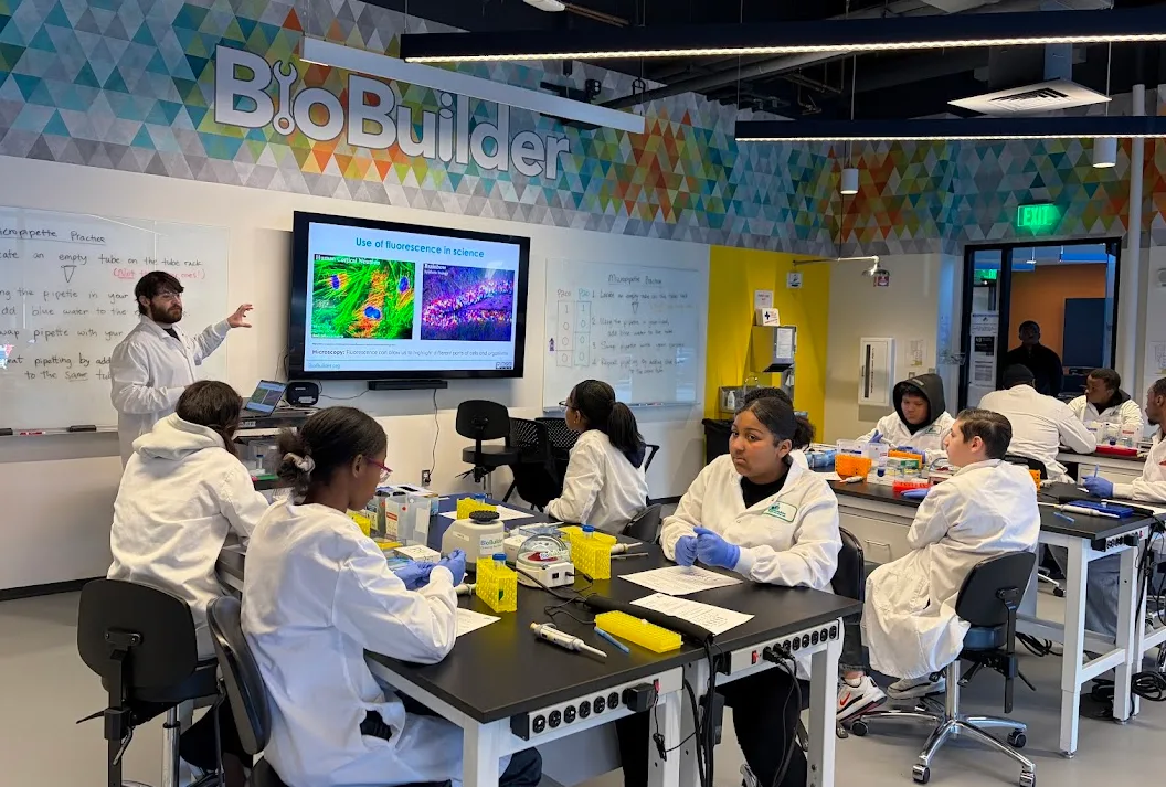 Students working at lab benches