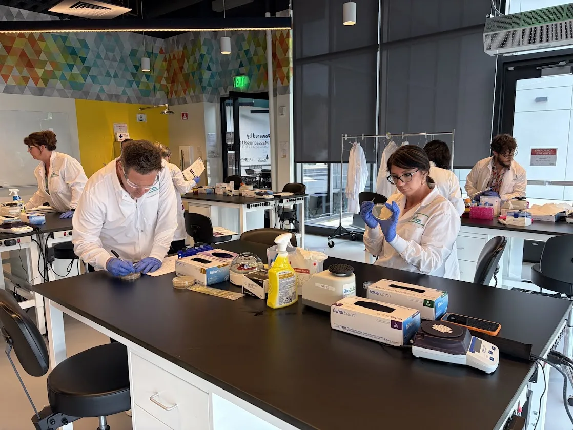 Teachers working in the lab